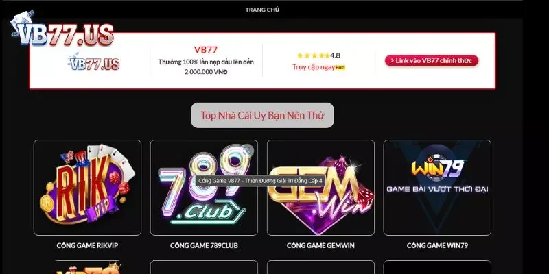 Sơ lược về cổng game đình đám VB77